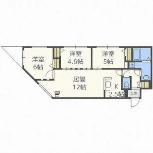 グリーティングス宮の沢【401号室】の間取り