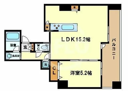 クロスレジデンス大阪新町【16階】の間取り