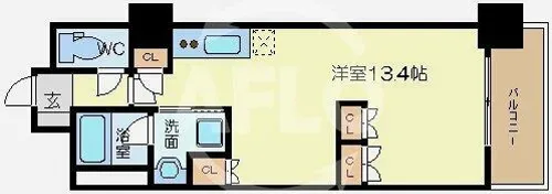 エル・セレーノ上本町レジデンス【9階】の間取り