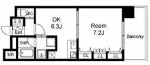 レジュールアッシュ福島【10階】の間取り