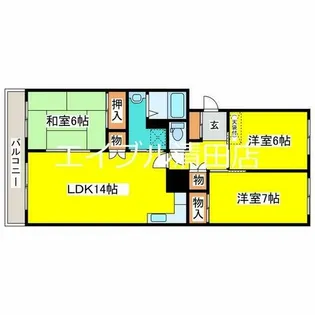 ロウタス三井【401号室】の間取り