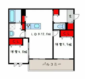 フロレゾン花園【201号室】の間取り