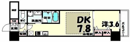 クロスレジデンス神戸元町(アーバネックスみなと元町2)【6階】の間取り