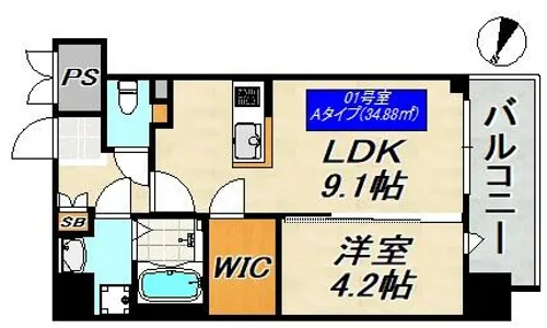 SDグランツ神戸Peninsula【9階】の間取り
