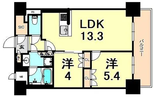 ブランシエスタ西宮【9階】の間取り
