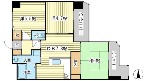 プレステージ姫路妻鹿【8階】の間取り