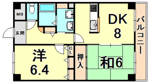 アルカディア段上【2階】の間取り