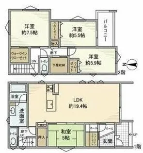 愛知県名古屋市天白区植田東3丁目【一戸建】の間取り