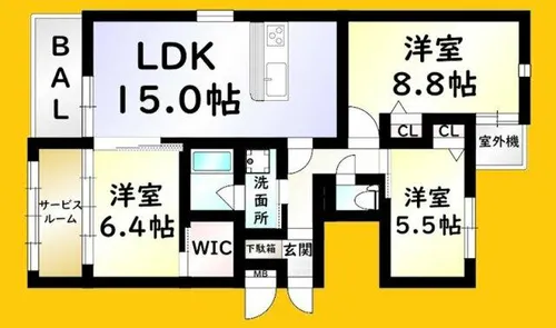 アズワン青葉【1階】の間取り
