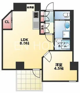 シャトル夕陽丘【4階】の間取り