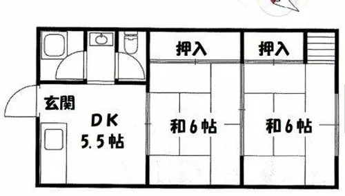 塩野ハイツ【2号室】の間取り