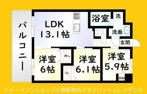 フローラ菜園場【7階】の間取り