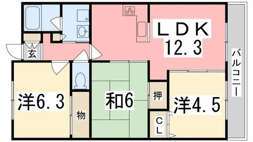 プレステージ姫路ラフィーネ【11階】の間取り