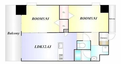ウイングス三萩野【11階】の間取り