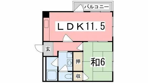 船場スカイハイツ【402号室】の間取り