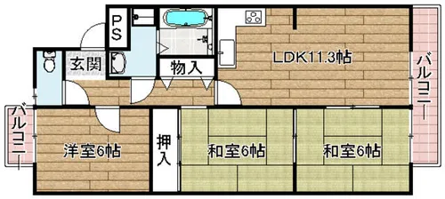 ウエストハイツP2【3階】の間取り