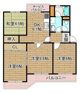 塚原台ハイツ3号棟【2階】の間取り