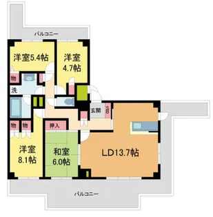 パークハウス猪名川壱番街B棟【10階】の間取り