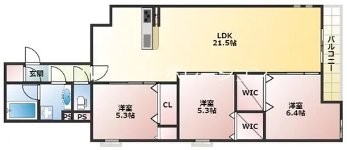 エステート南塚口【3階】の間取り