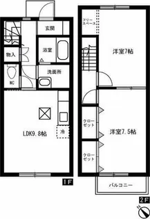 愛知県春日井市東野町6丁目【テラスハウス】の間取り