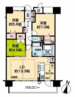 ロイヤルステージ羽根井公園 7階 702号室【7階】の間取り