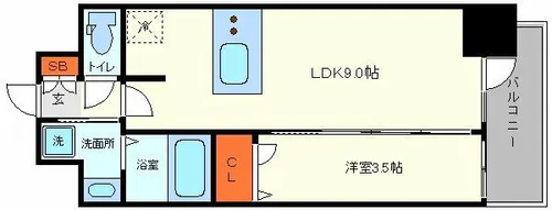 プレサンス立売堀ベルヴィル【10階】の間取り