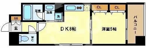 レジディア心斎橋ウエスト【4階】の間取り