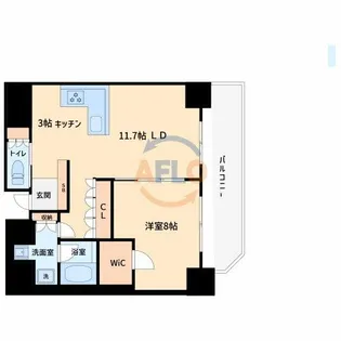リーガル靭公園南Ⅱ【6階】の間取り