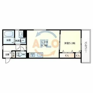 クリエオーレ巽北【2階】の間取り