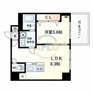 ブエナビスタ難波サウスタワー【11階】の間取り