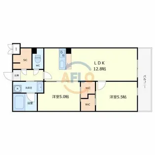 エスタジオ針中野【2階】の間取り