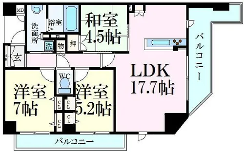 リベ・グラート姫路ベルスウィート【10階】の間取り
