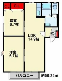 フレグランス常磐 B棟【101号室】の間取り