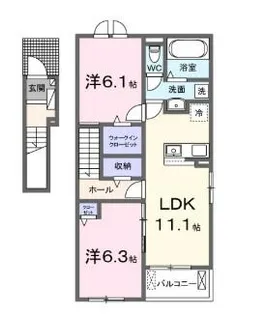 シャリティ・ベルⅡ【202号室】の間取り