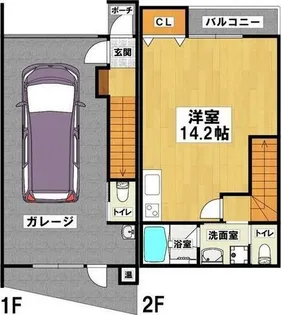ローズドゥブーケ(ガレージハウス)【3号室】の間取り