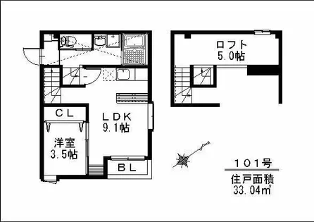 カーサ グランデ千早 414【1階】の間取り