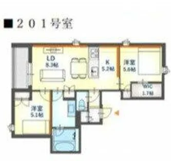 内代レジデンスサウス【2階】の間取り
