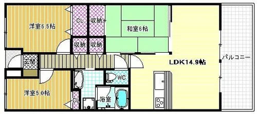 ルナコート富田林【2階】の間取り