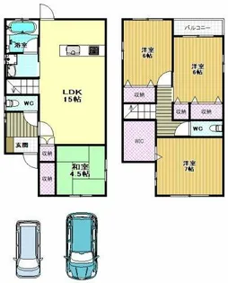 大阪府富田林市桜ケ丘町【一戸建】の間取り