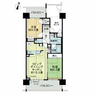 ライオンズマンション中津【5階】の間取り