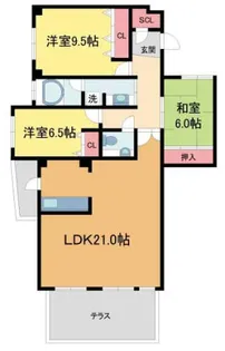 エスリード苦楽園老松町【103号室】の間取り