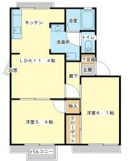 タウニィ西新在家【202号室】の間取り