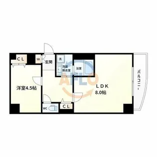 メビウス難波WESTレジデンス【2階】の間取り