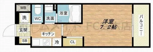 エスリード大阪上本町ブランシュ【13階】の間取り