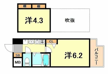 エステムコート三宮EASTポルトマーレ【4階】の間取り