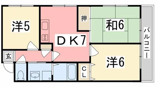 ロイヤルコーポ広畑【603号室】の間取り