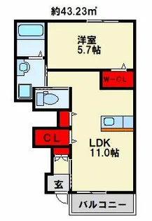 プレジール栄【1階】の間取り