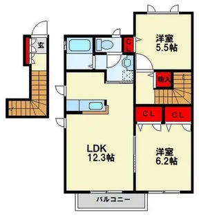 ブランシェ幸神 C棟【201号室】の間取り