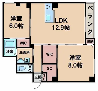 ユーパレス桑津【4階】の間取り