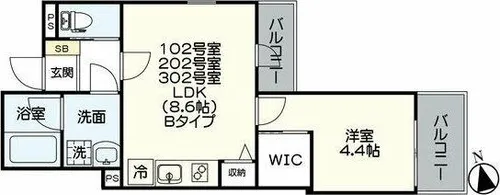 ベネフィス港楽【2階】の間取り